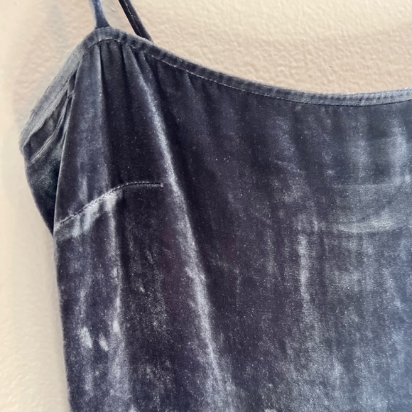 Reformation Ariana Dark Gray Silk Blend Velvet High Slit Slip Dress - Picture 10 of 11